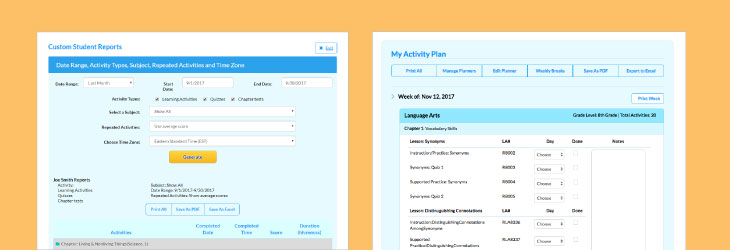 Time4Learning Custom Reports and Planner